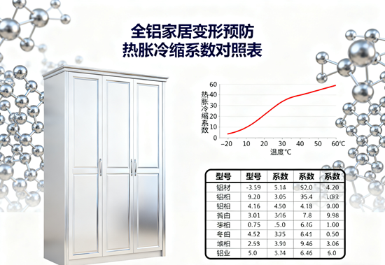 全铝家居变形预防:热胀冷缩系数对照表